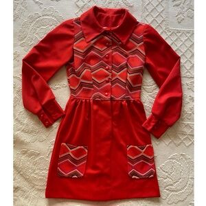 Bright Orange Mod Dress Circa 1960/70’s